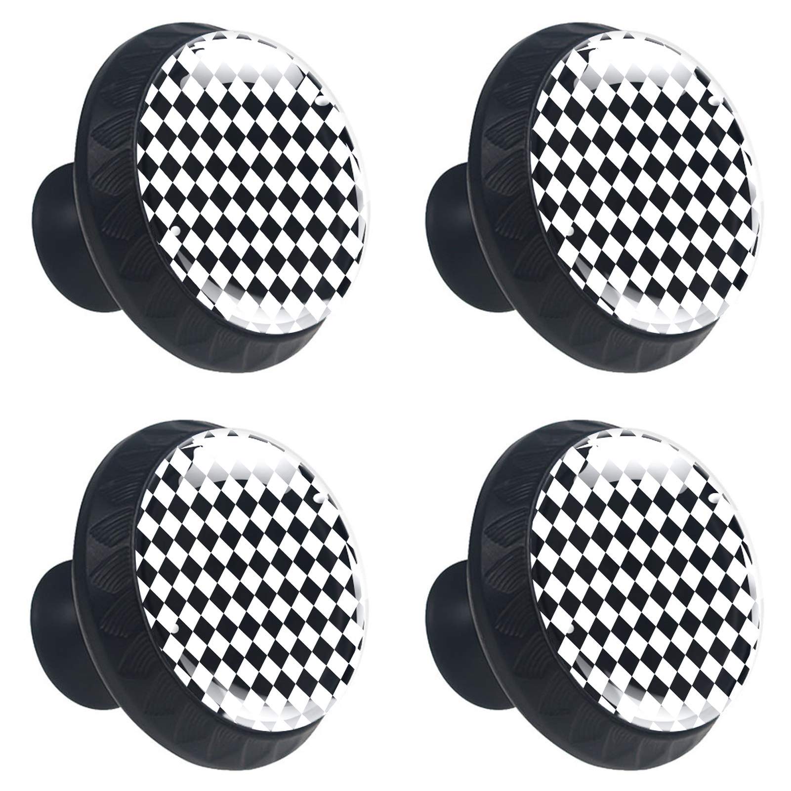 Boutons ronds en verre noir et blanc 30mm pour relooker vos meubles