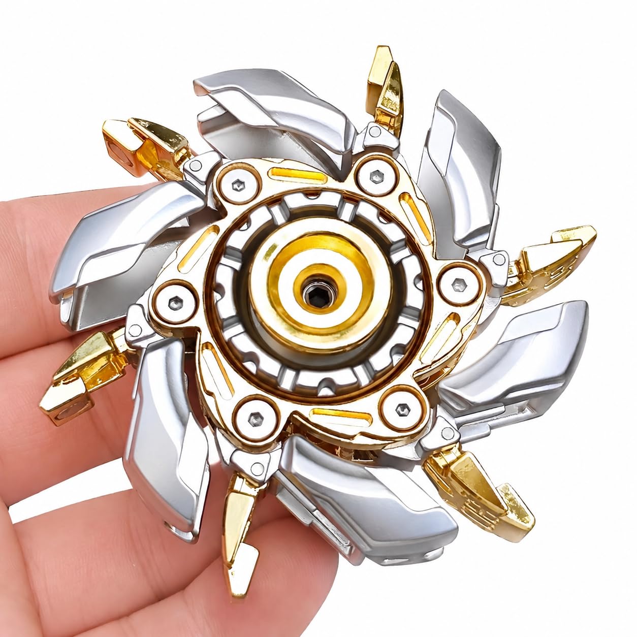 T-Conceal EDC Sliders Fidget Open Armor Spinning Top Fidget Toys Stress Relief for Adults Metal Magnetic (Silver Gold)-image-11