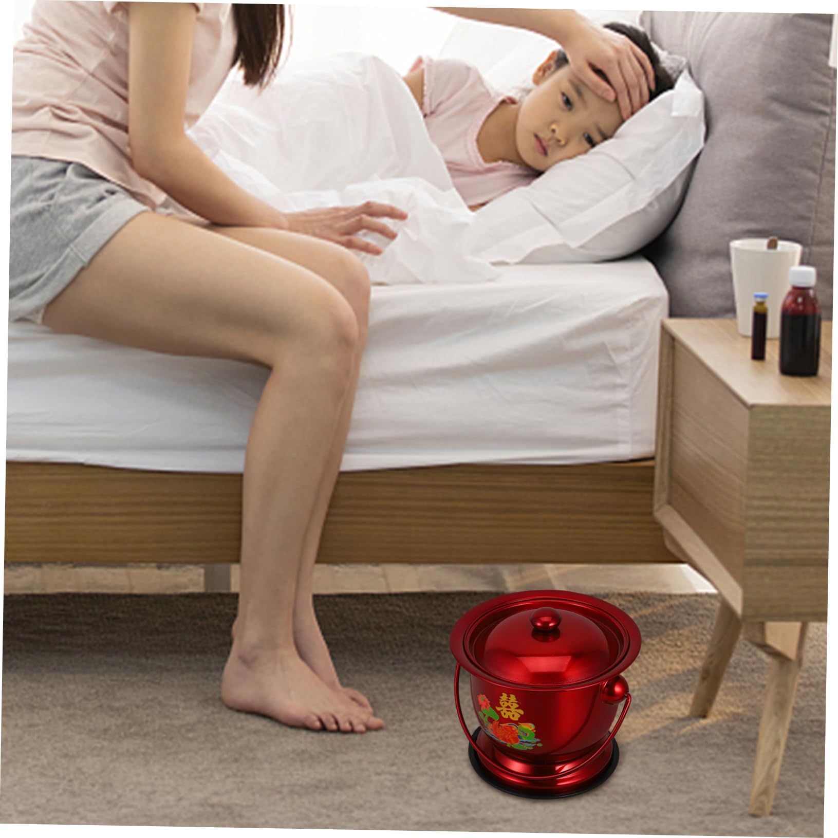 Healvian Orinal Cubo Para Orinar De Acero Inoxidable Orinal Portátil Para Adultos y Personas Mayores Uso Doméstico Junto Cama Recipiente Reutilizable Apto Para Hombres Mujeres y Embarazadas