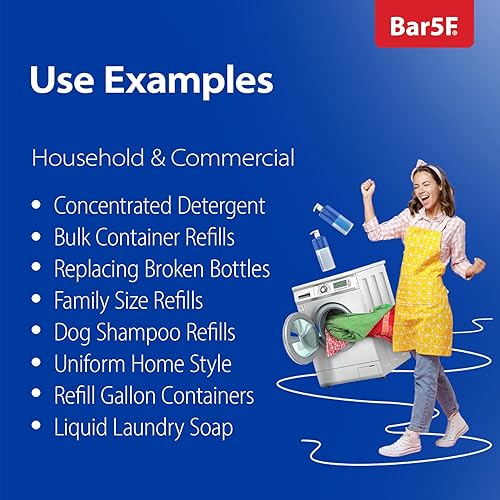 Miniatura 5 de Bar5F Botella de bomba de 32 onzas de 1 litro vacía para champú, acondicionador, loción de lavado corporal, sin BPA, transparente (paquete de 1)