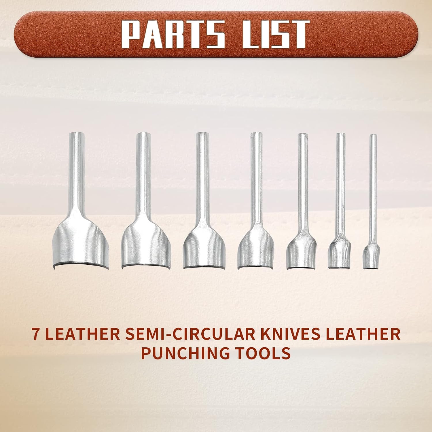 7 Pcs Leather Half-Round Shaped Cutter Leather Working Tools Leather Craft Punching Tools Punch Strap Belt Wallet Bag DIY Handwork