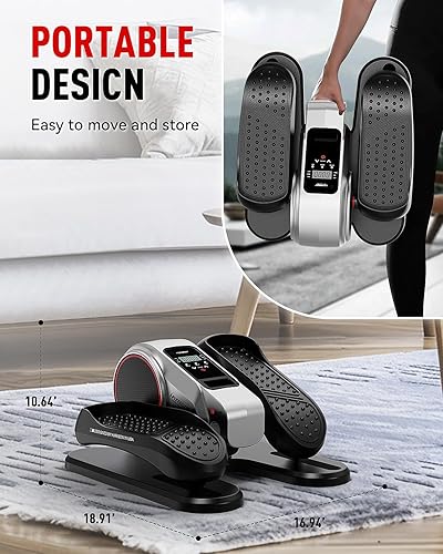 Miniatura 7 de HARISON Máquina elíptica para debajo del escritorio para personas mayores, mini elíptica con resistencia magnética de 12 niveles ajustable,