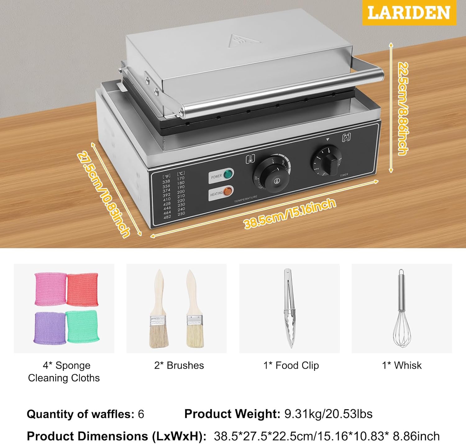 Commercial Waffle Stick Maker, Non-Stick Waffle Maker, Restaurant Flip Waffle Stick Maker Makes Individual Waffles TimeTemperature Controls for Restaurant Snack Bar Home Use