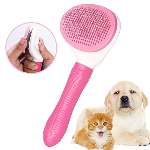 Miniatura 8 de Cepillo deslizante de autolimpieza, cepillo para gatos y perros, cepillo para cobertizo de aseo de gatos y perros, fácil de quitar, capa inferior