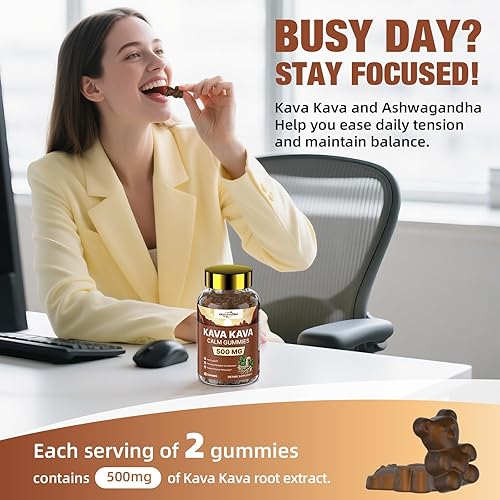 Miniatura 6 de Suplemento de extracto de raíz de kava kava gomitas naturales de kava con L teanina, Ashwagandha y GABA para apoyo cognitivo e inmunológico