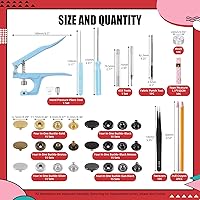 Vista 2 de Hilitchi Kit de 103 cierres de cuero, 6 colores de 0.492 in, broches de presión de metal, broches de botón de metal con alicates a presión