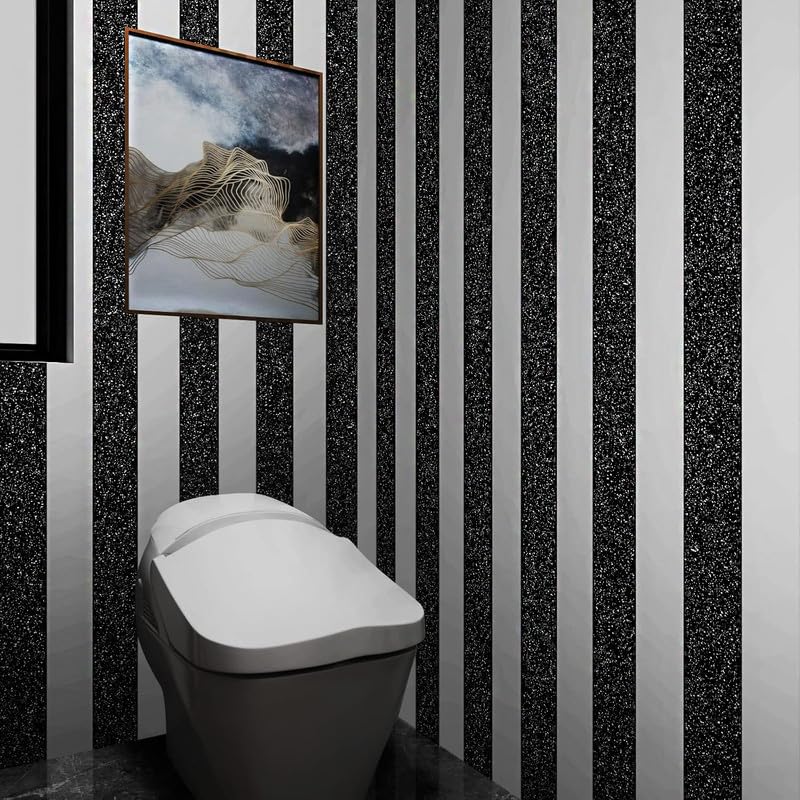 Image of Black Glitter Wallpaper Border Peel and Stick Wall Border Sparkle Black Contact Paper Self Adhesive Removable Glitter Wall Borders for Girls Bedroom Dresser DIY Crafts 4x144 Inch