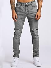 Men's Slim Fit Light Wash Jeans Stretch Casual Streetwear Distressed Straight Leg Denim Pants Soft Comfortable Daily Wear