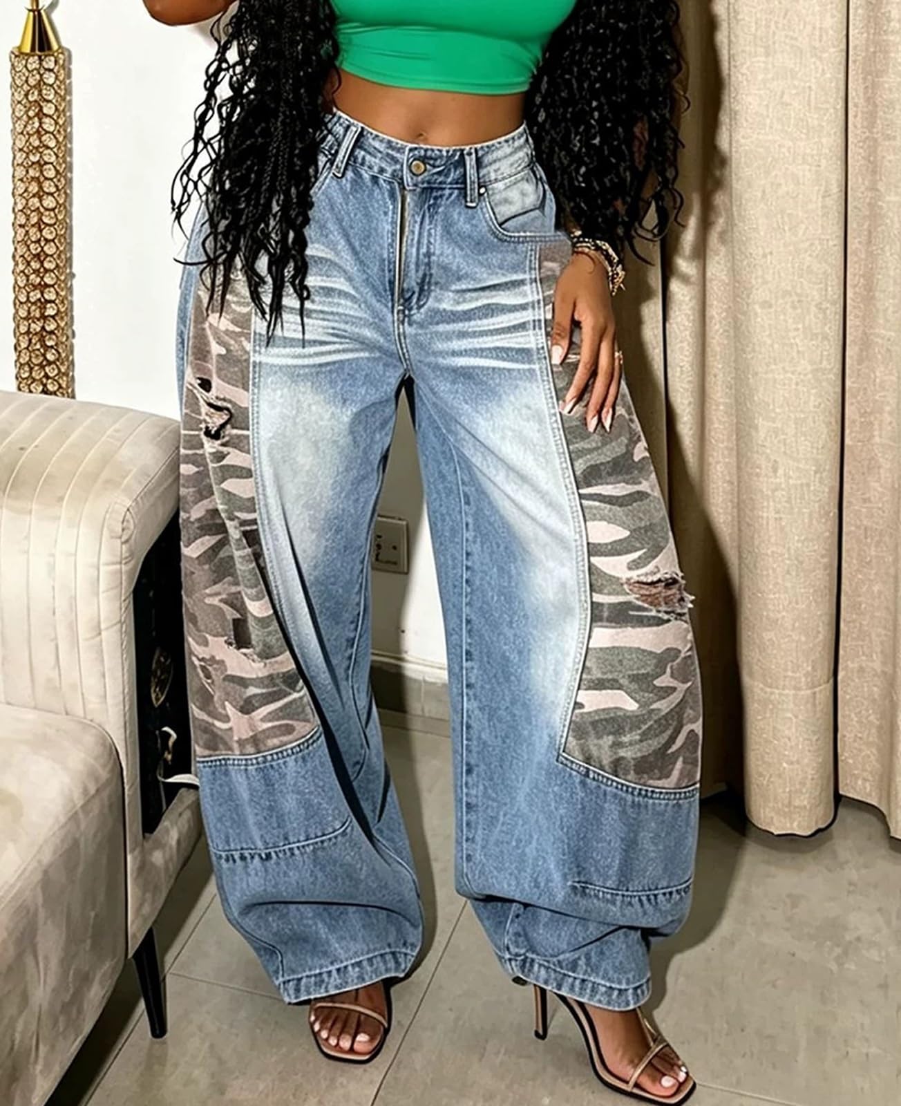 Damskie spodnie Y2K Baggy Jeans z wysokim stanem i szerokimi nogawkami, spodnie chłopięce