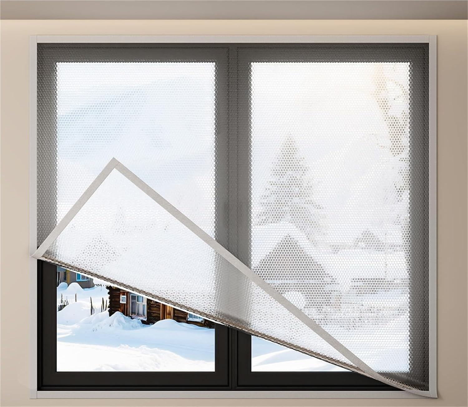 Thickened Window Insulation Kit,Winter Weatherproofing Plastic Window Insulation Film,Reusable Warm Windproof Curtain,for Winter Patio Winterizing Winter
