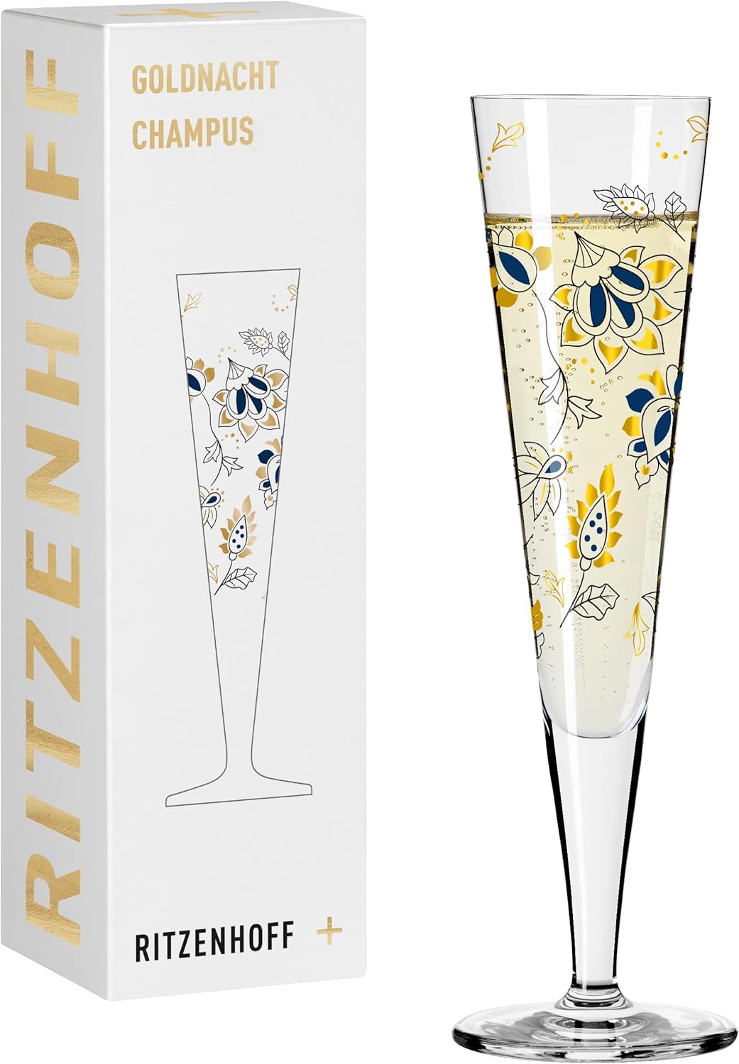 RITZENHOFF Goldnacht No. 44 1071044 Champagne Glass 200 ml Designer Piece with Real Gold Made in Germany Gold