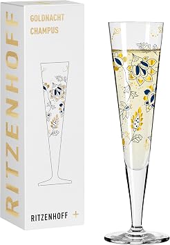 RITZENHOFF Goldnacht No. 44 1071044 Champagne Glass 200 ml Designer Piece with Real Gold Made in Germany Gold