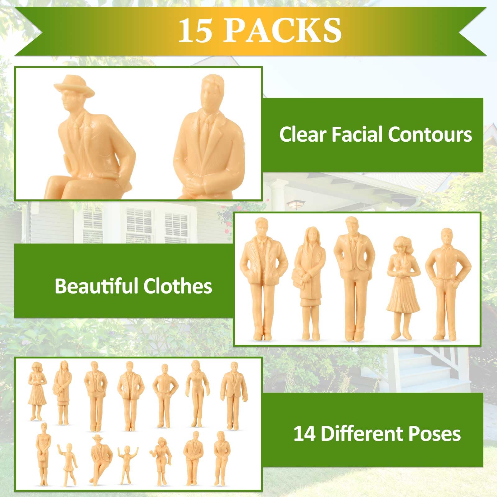 Namalu 15 Pcs Miniature People 1: 25 Scale 2.95 inch Unpainted Mini People Figures Model Trains Architectural Sitting and Standing Diorama Figures for Scale Model Train Miniature Scenes Decoration - Image 3