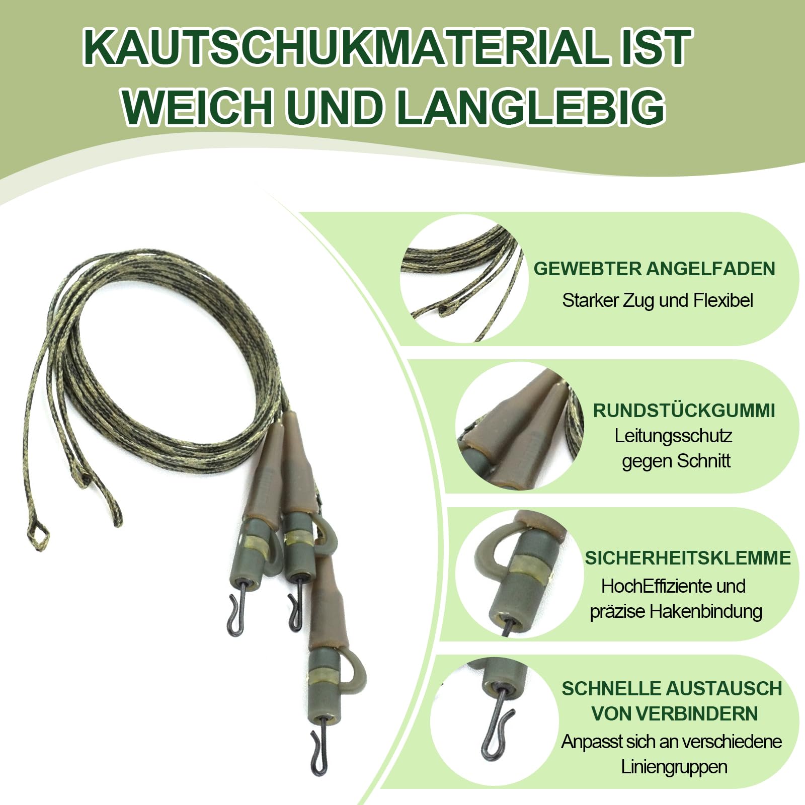 6 Pieces Carp Fishing Center Line Clip – 65 cm, 45 LB, Clip para Accesorios de Carpa y Pesca de Carpa, Accesorio de Pesca para de Carpas