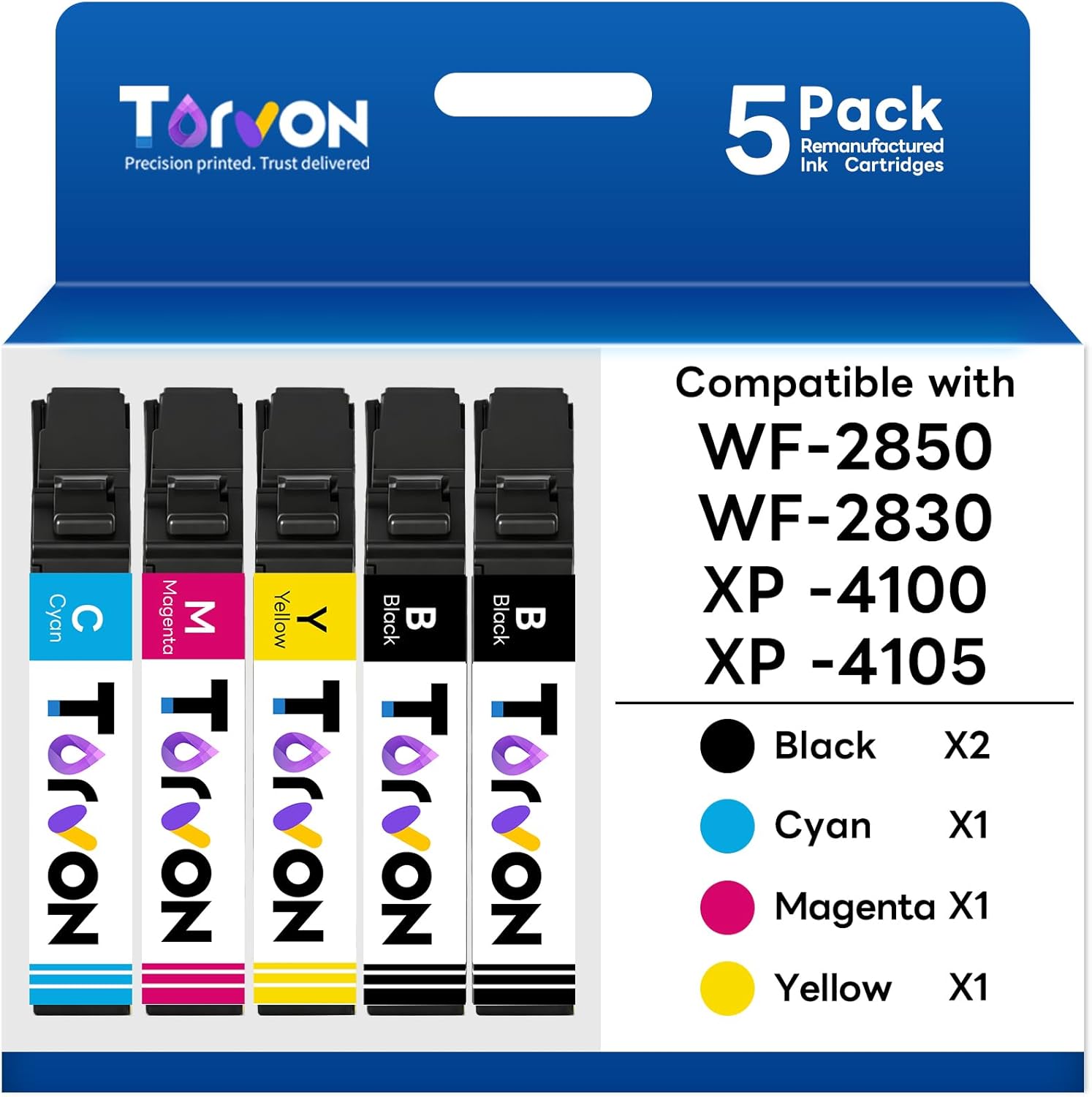 Remanufactured Ink Cartridge Replacement for Epson 212 212XL Ink Cartridges Compatible with XP-4100 XP-4105 WF-2830 WF-2850(2 Black,1 Cyan,1 Magenta,1 Yellow)