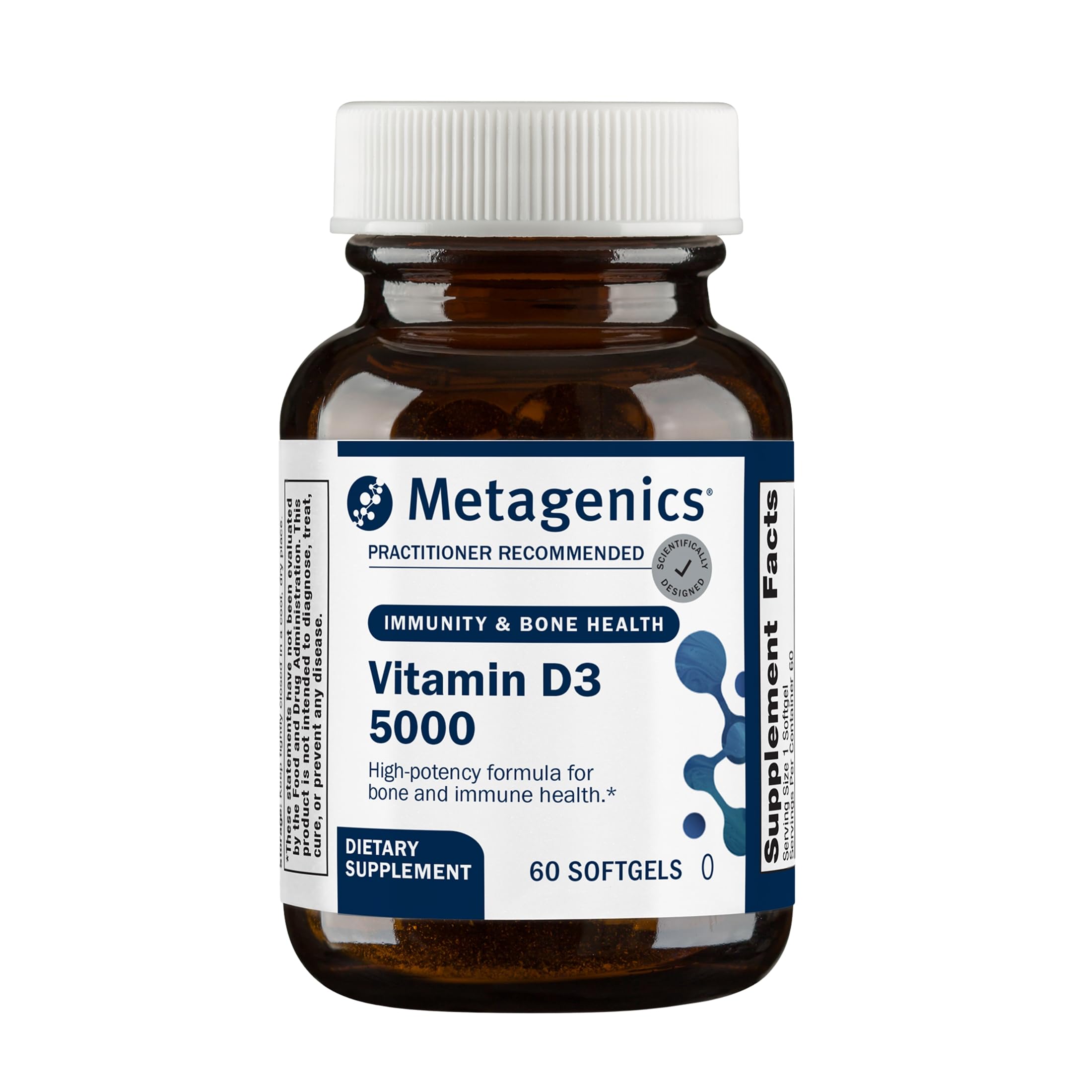 Metagenics Vitamin D3 5000 - for Immune Support, Bone Health & Heart Health* - High Potency Vitamin D - Non-GMO - Gluten-Free - 60 Softgels