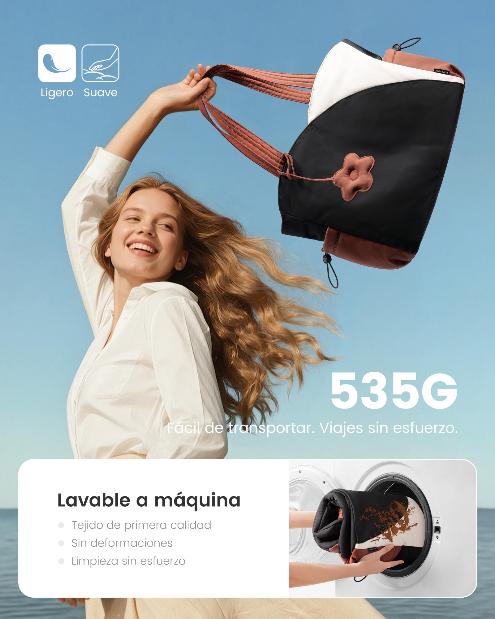 LOVEVOOK Bolso Mujer Grande, Puffer Bolso Universidad Shopper, Bolsos Ordenador Portatil Tote Bag para Universitarias Trabajo Oficina