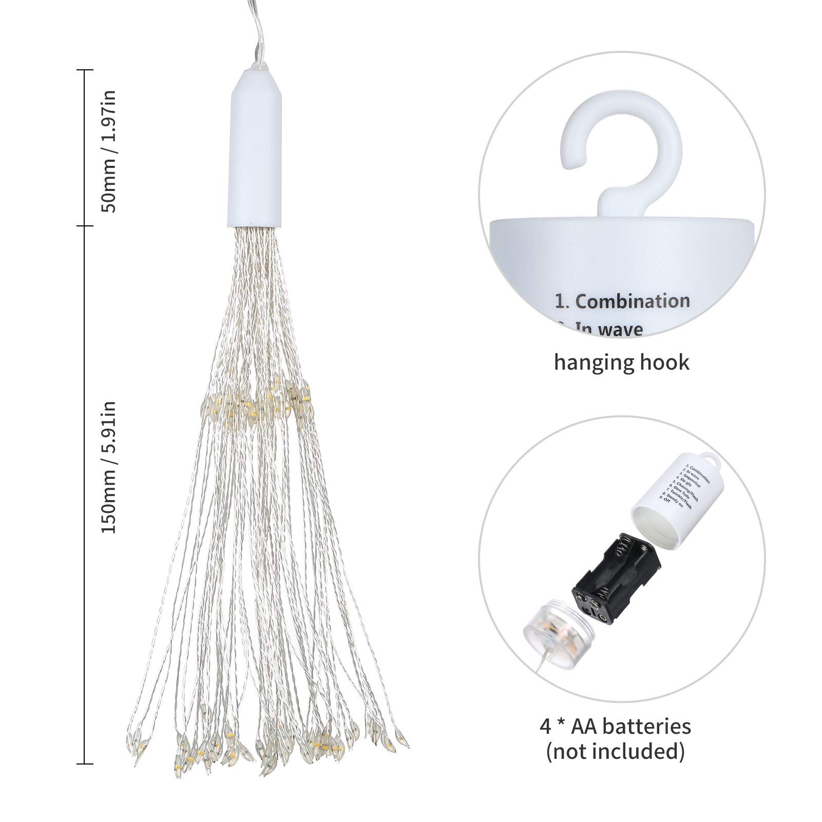 Joycome Vuurwerk Lichten 2-Pack 198 LED Starburst Lichten op Batterij, Kerst Hangende Lichten met Afstandsbediening, 8 Modi Waterdichte Lichtsnoeren voor Buiten Patio Boom Feest Decoraties Joycome Vuurwerk Lichten 2-Pack 198 LED Starburst Lichten op Batterij, Kerst Hangende Lichten met Afstandsbediening, 8 Modi Waterdichte Lichtsnoeren voor Buiten Patio Boom Feest Decoraties