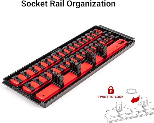 Miniatura 6 de TEKTON SKT03201 - Juego de llaves de 6 puntos y trinquete de 14 pulgadas con rieles, 35 piezas (0.157-0.591in)
