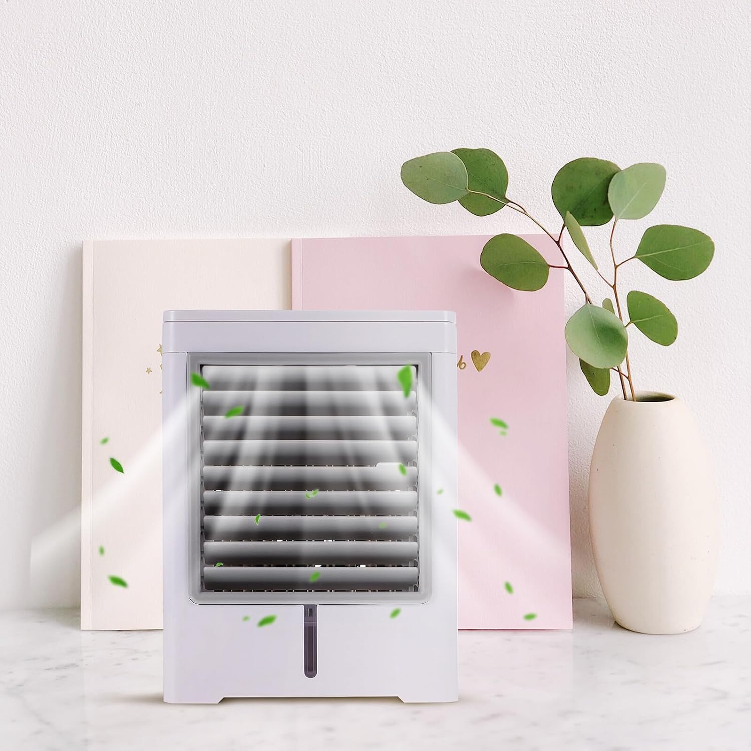 USB Mini Desktop Cooling Fan Portable Air Cooler Personal Office and Home Plastic Air Conditioner for Travel and Desk Use