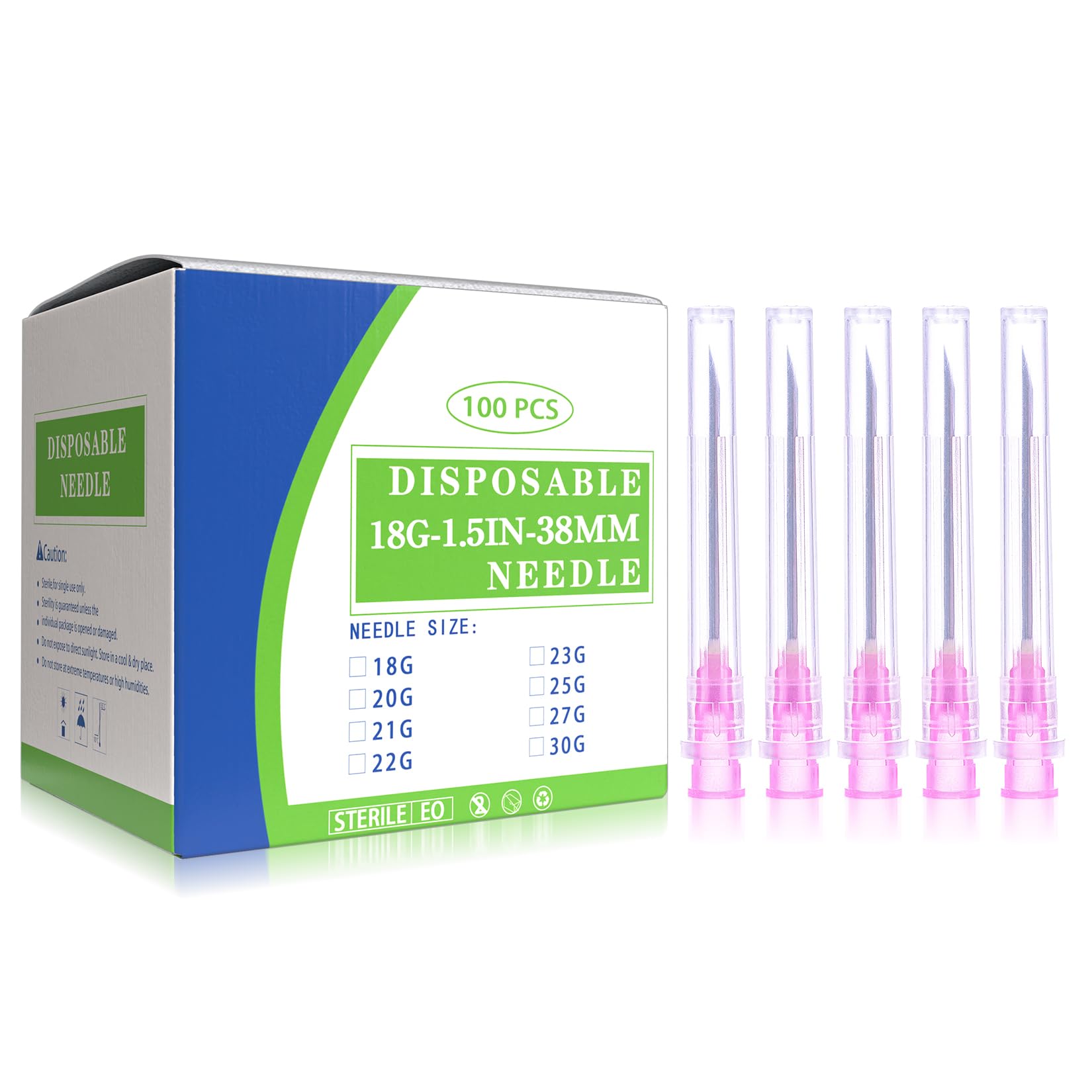 100Pack 18Ga 1.5 Inch 38mm Lab Luer Lock Dispensing Tools, Individually Packaged