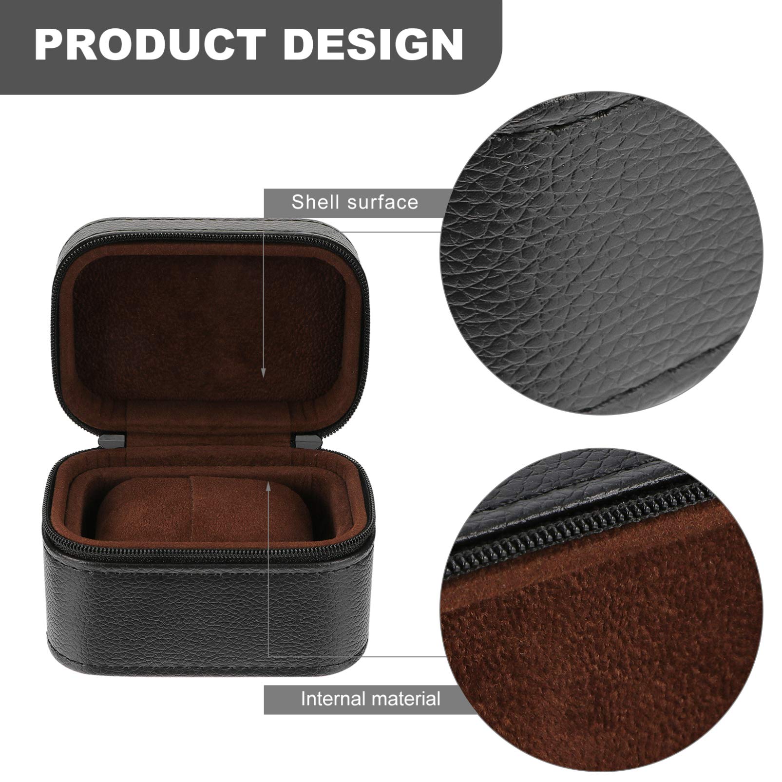 ibasenice Scatola Porta Orologi in Pelle Sintetica Nera Antifall Antiurto Leggera per Uomo e Donna, Custodia Portatile Chiusura per Orologi Singoli