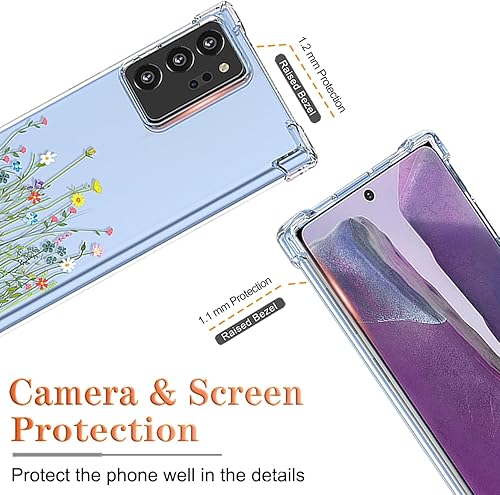 Miniatura 2 de Funda para Galaxy Note 20 Ultra 5G, Samsung Note 20 Ultra SM-N986U, funda transparente con patrones de jardín de flores, funda protectora para