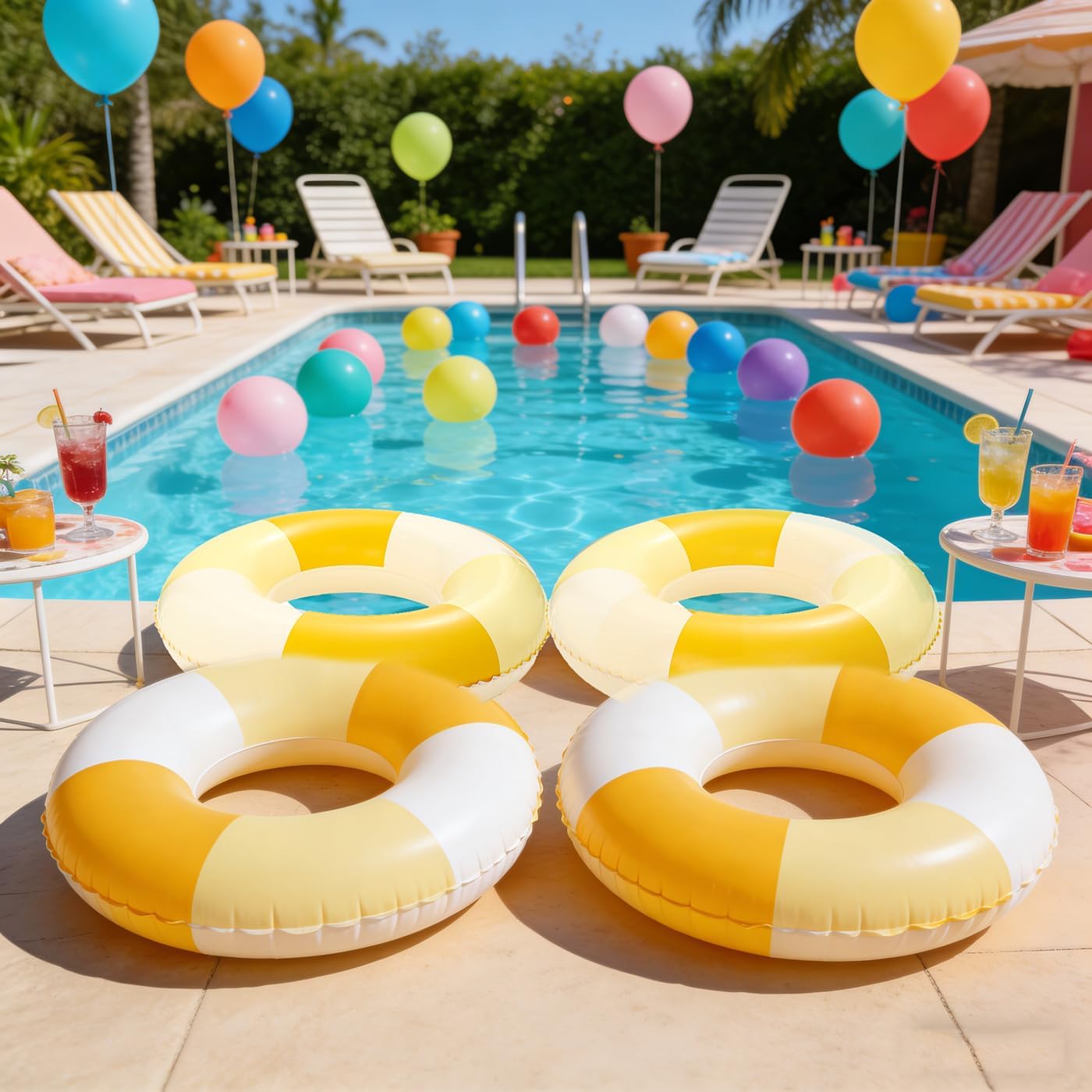 4PCS Floats for Adults Rings Lollipop Striped Pool Float Large Swim Ring for Adults,35 Inch Classic Striped Teens Adult Inner Tubes Summer Beach Bachelorette Party