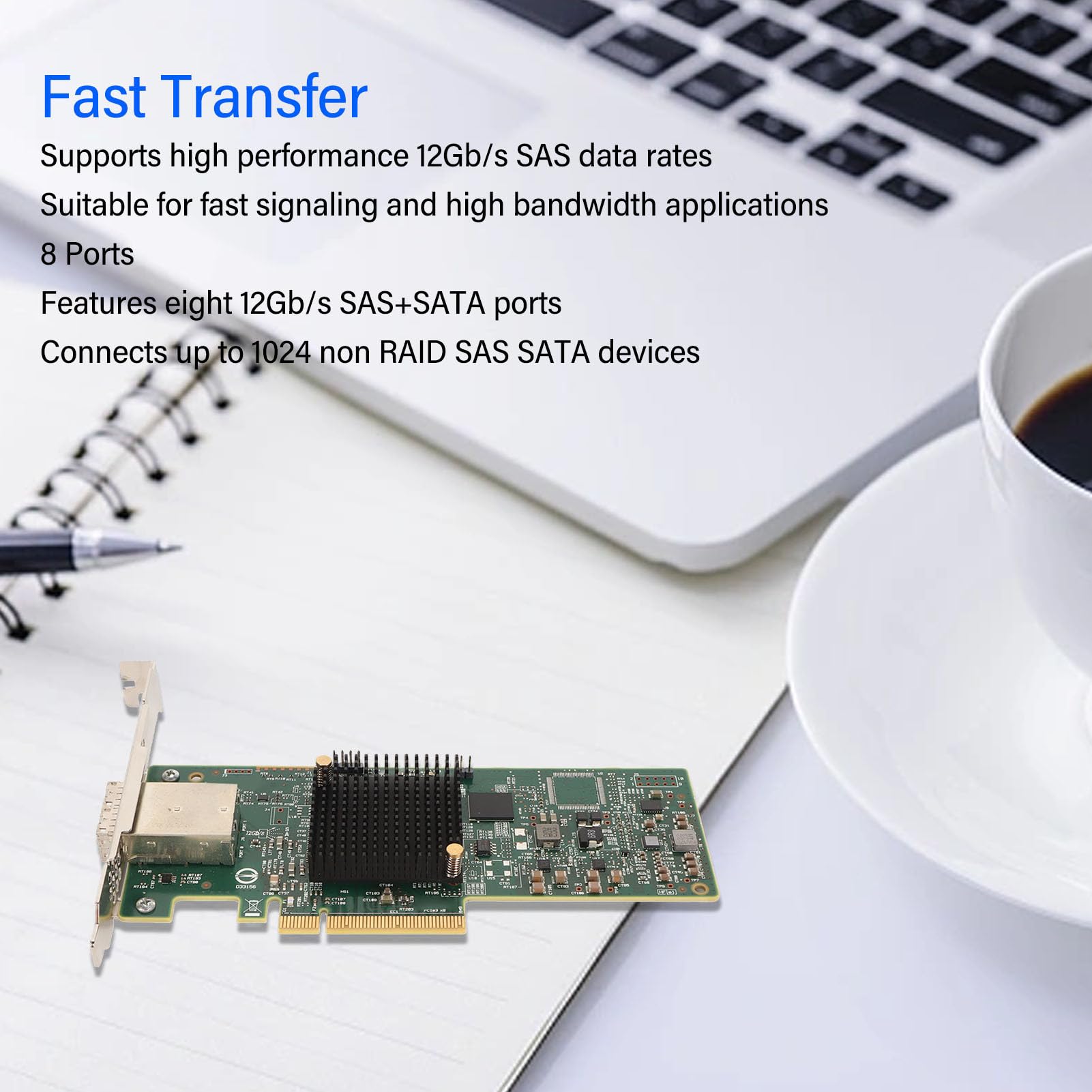 Scheda Controller LSI 9300 8e, HBA PCIe SAS Esterno 12G, 8 Porte, Adattatore Bus Host, modalità IT, per //Solaris/VMware/FreeBSD