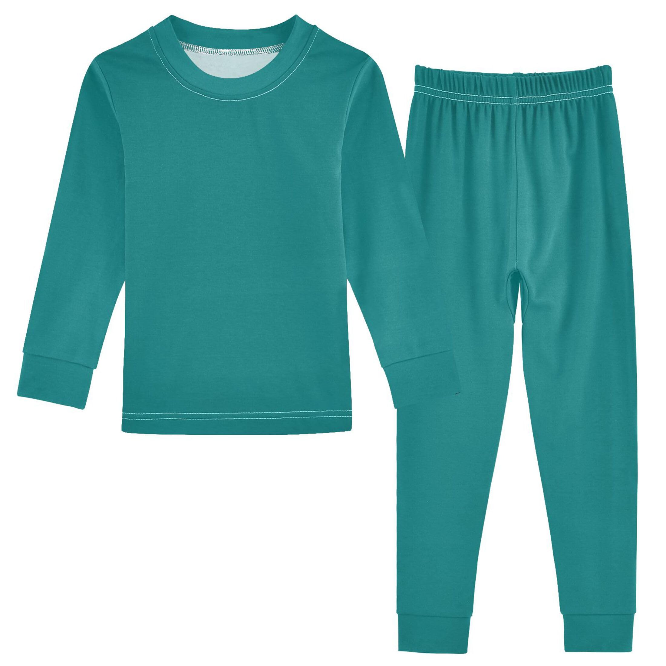 Teal Long Sleeve Pajamas Set Sleepwear Jammies 2pcs Set Pjs Teal