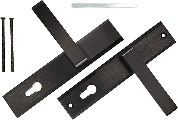 KOTARBAU® Zestaw klamek 72 mm PZ długi szyld czarny uniwersalny nowoczesny