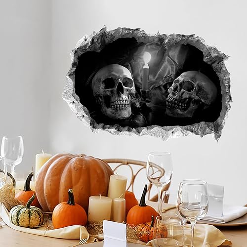 Calcomanías de pared 3D de Halloween, calcomanías de pared de esqueleto espeluznante para sala de estar, fantasma aterrador, calcomanías de pared