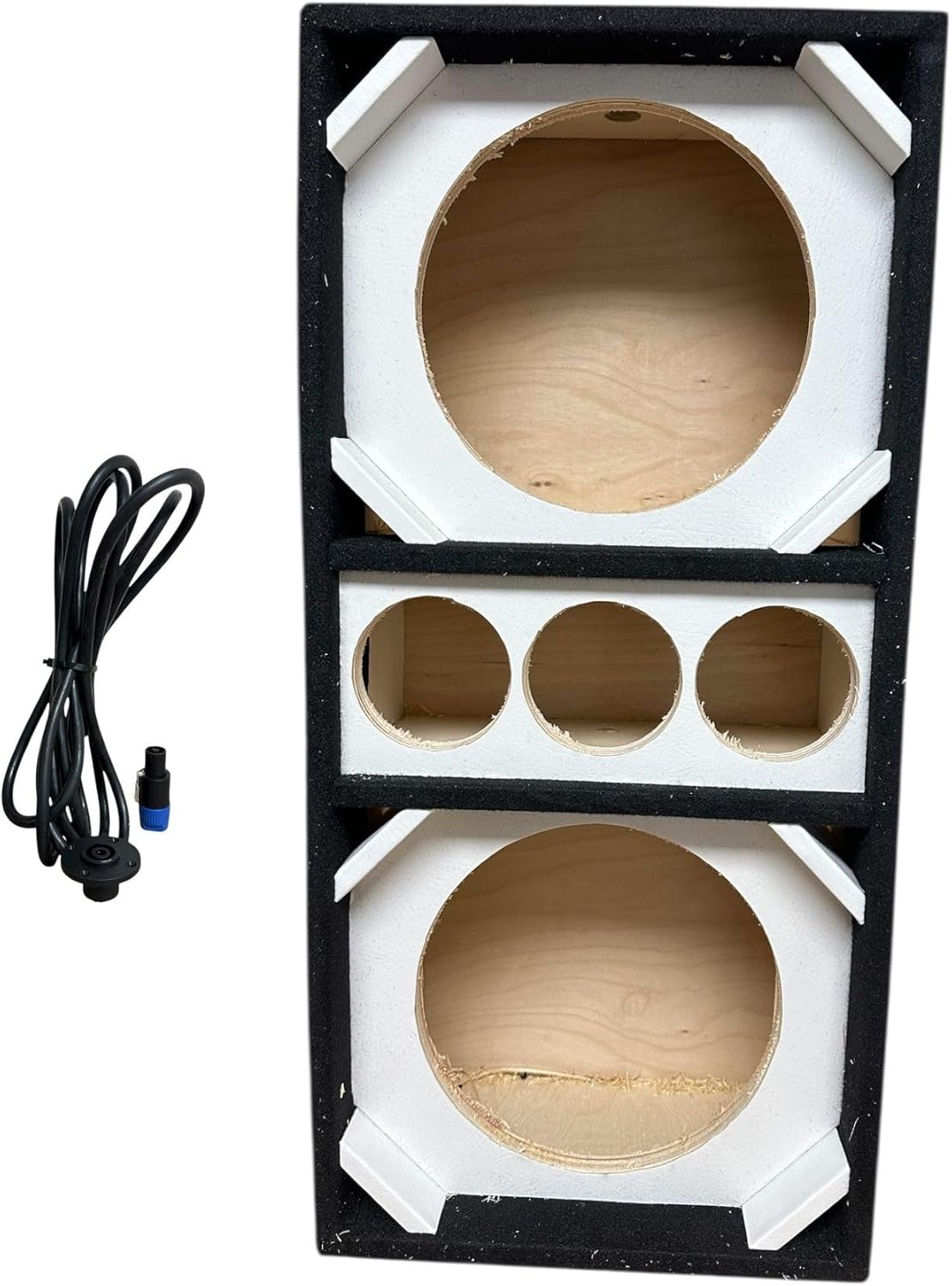 10" Brazilian Style Chuchera Speaker Box for Two 10" Speakers and 3 Tweeters Vented Enclosure for Car (White)