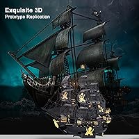 Vista 5 de Piececool - Rompecabezas 3D de metal para adultos, kits de modelo de barco pirata Black Pearl con herramientas de bricolaje, kit de construcción