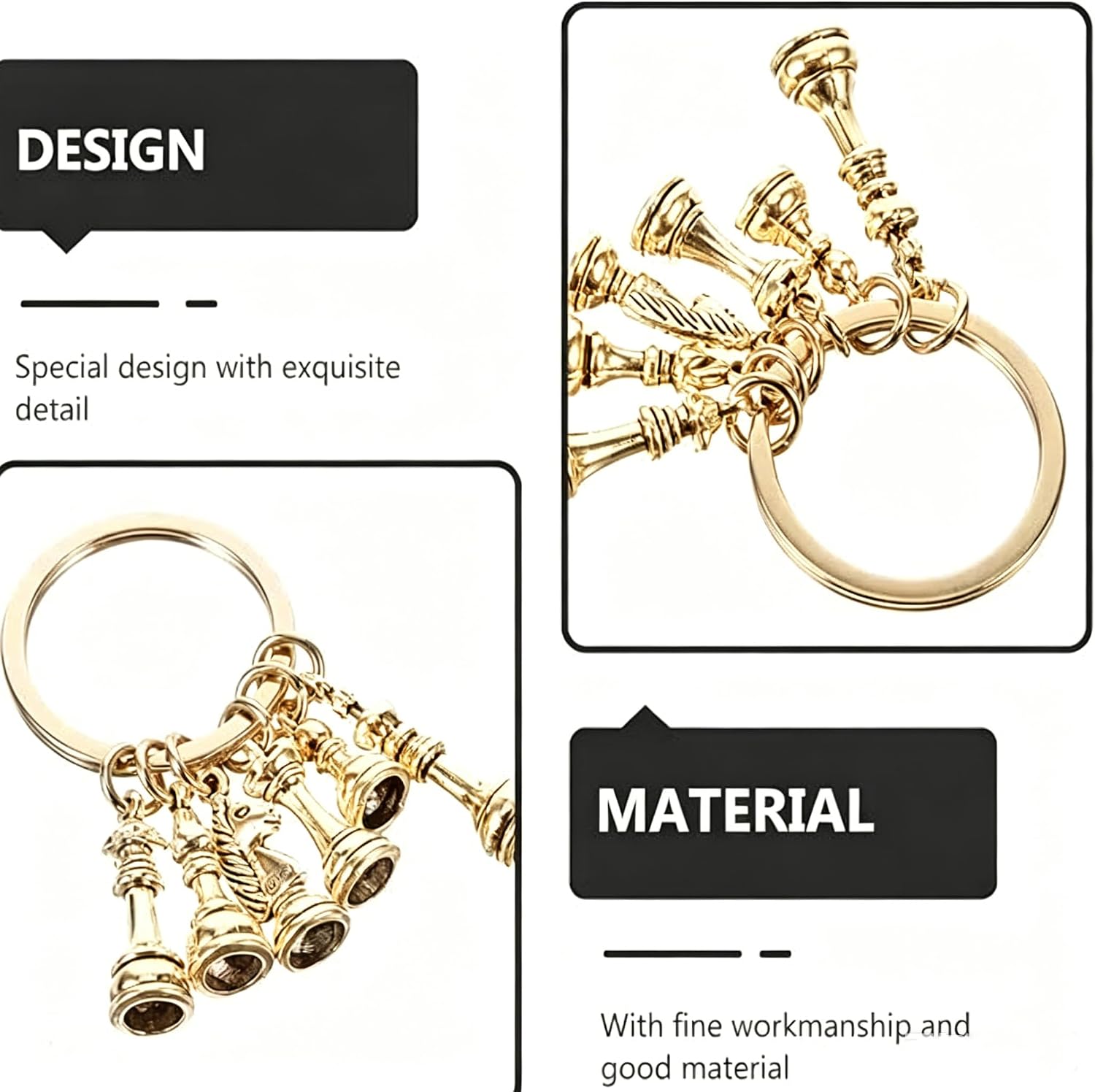 1-Pc golden Chess Keychain,Vintage Metal Key Chain Set Bag Charms for Women