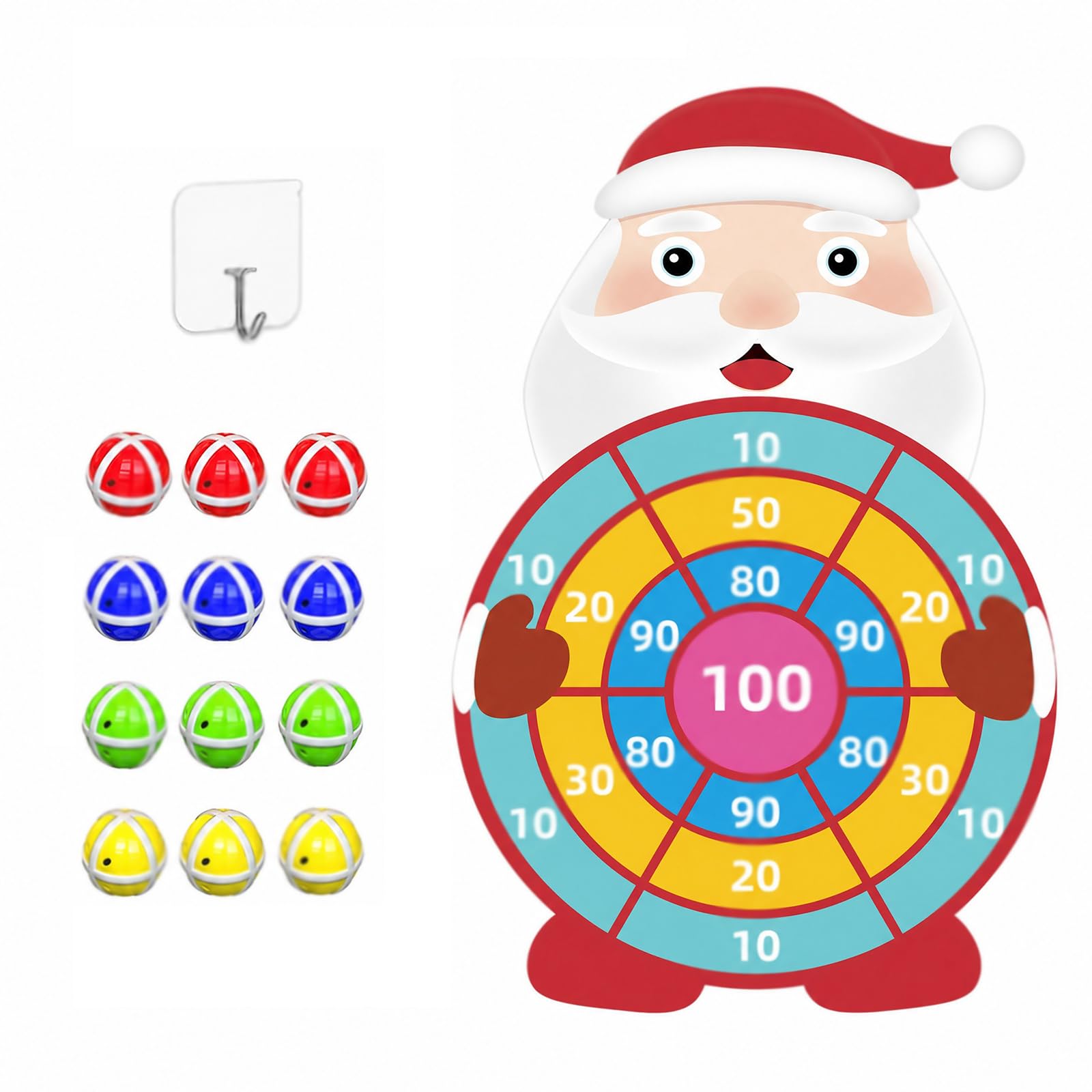 76 cm Christmas Games with 12 Sticky Balls, Santa Claus Dartboard Game