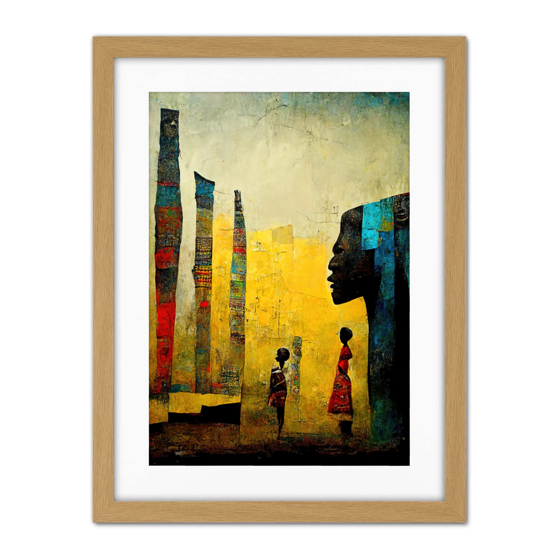 Doppelganger33 LTD African Art Modern Bright Abstract Artwork Framed Wall Art Print 18X24 Inch