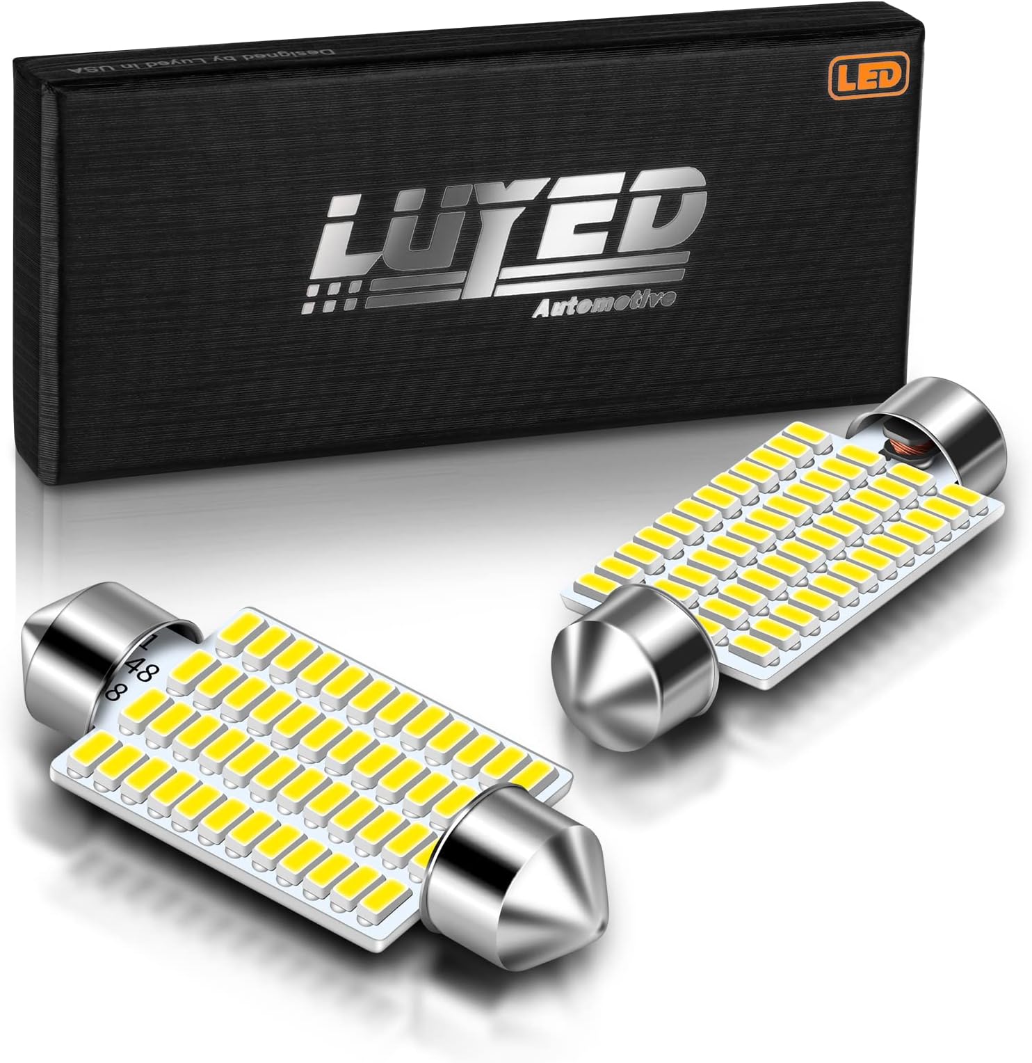 LUYED 569 578 LED Bulbs Xenon White 570 Lumens Super Bright 3014 48-EX Chipsets211-2 212-2 LED Bulbs Used for Car Interior Map Dome Lights,Pack of 2