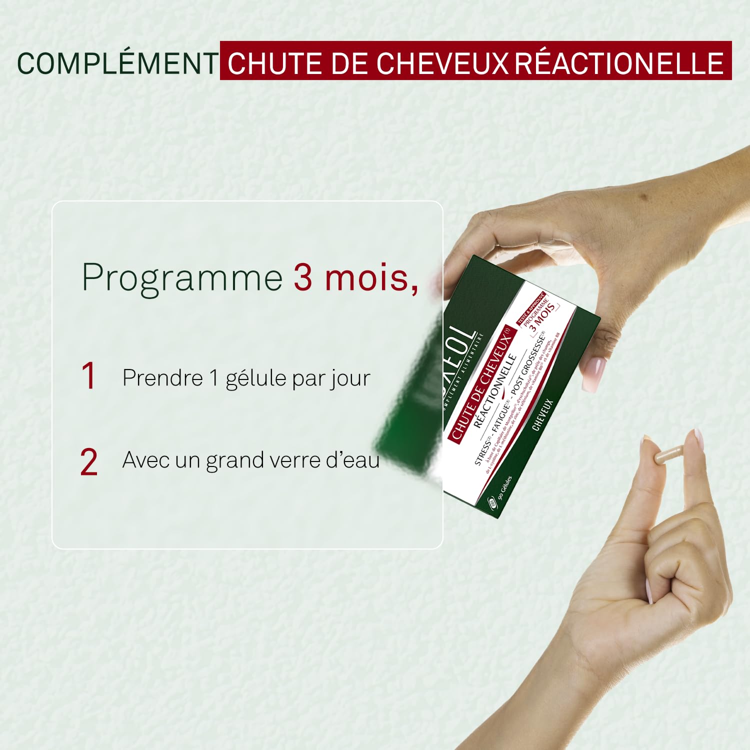 LUXEOL - Routine Antichute Réactionnelle In & Out - Complément Alimentaire (90 Gélules) + Shampooing 200ml + Après-Shampooing 200ml & Spray 100ml - Renforce les Cheveux Fragilisés - Fabriqué en France