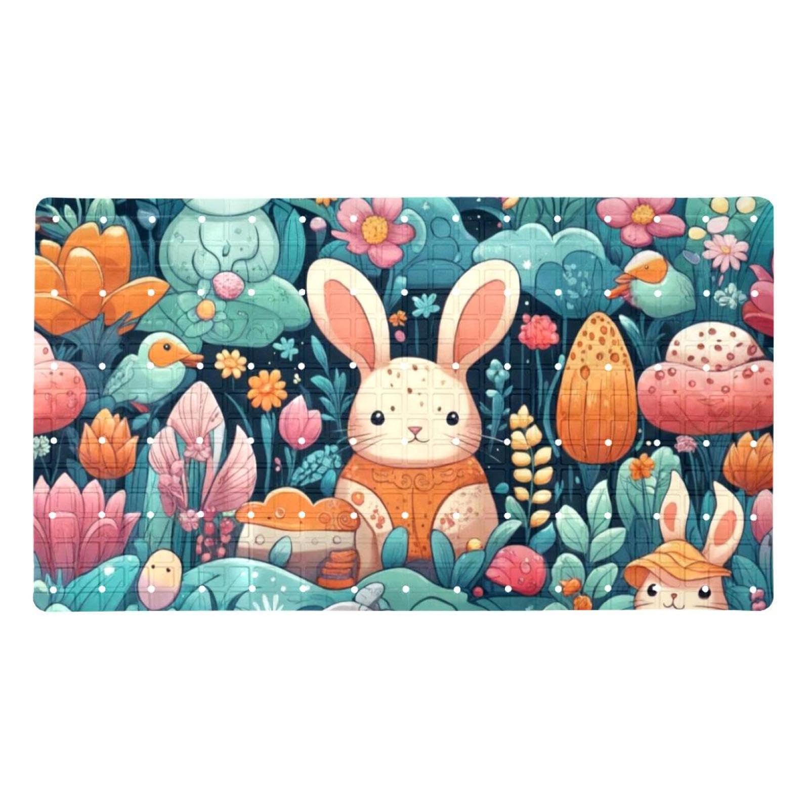 Alfombrilla de baño de secado rápido bunny con ventosas de PVC de alta adherencia