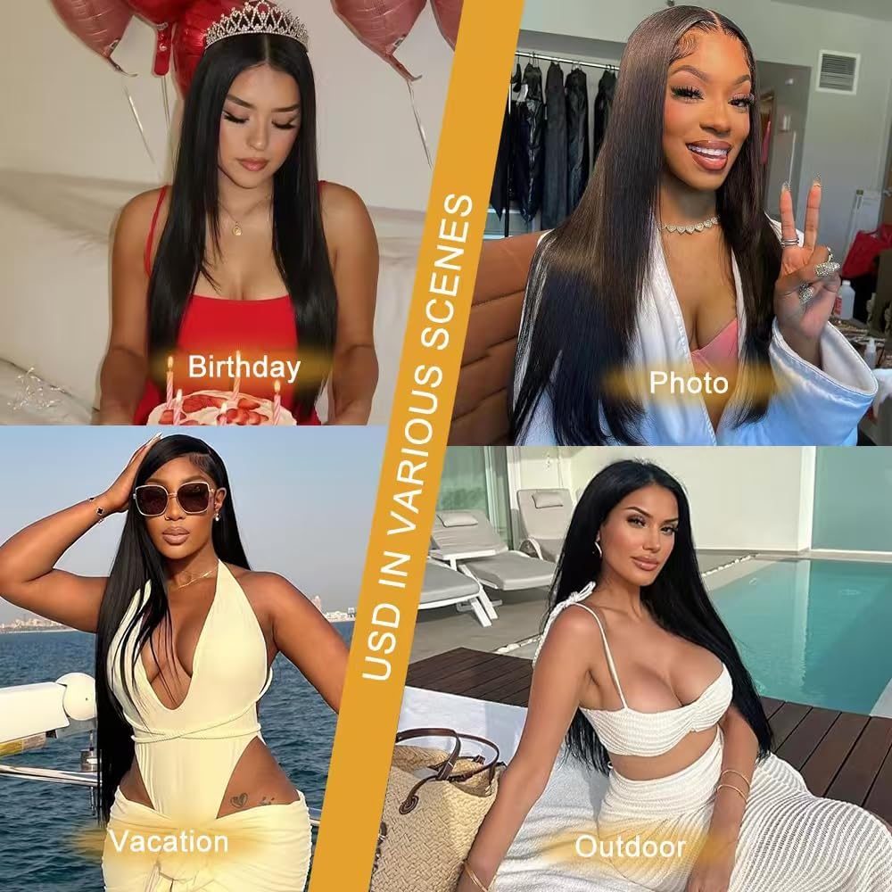 Lace Frontal Wig Straight Pre Plucked 200 Density HD Lace 22 Inch 13x6 black