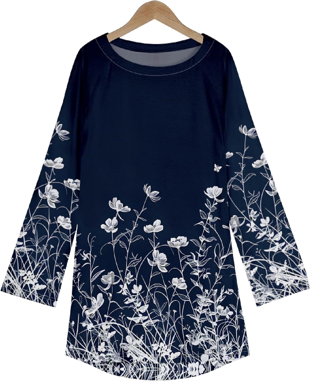 ZOCANIA Boho Tops for Women Long Sleeve Bohemian Floral Tunic Blouses Plus Size Flower Clothes Fall T-Shirts Sweatshirts - Image 2