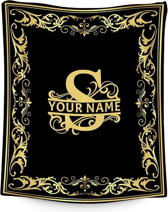Custom Blanket with Name, Initial Throws Gift for Boys, Soft Anniversary Birthday Gifts for Him, Cozy Flannel Throw Blankets for Bed Travel, 50x60 Inches