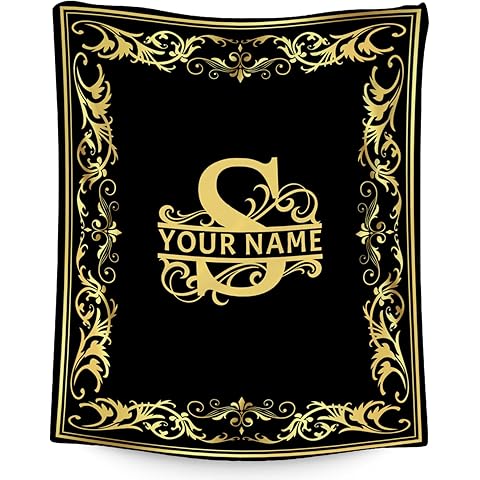 Custom Blanket with Name, Initial Throws Gift for Boys, Soft Anniversary Birthday G...