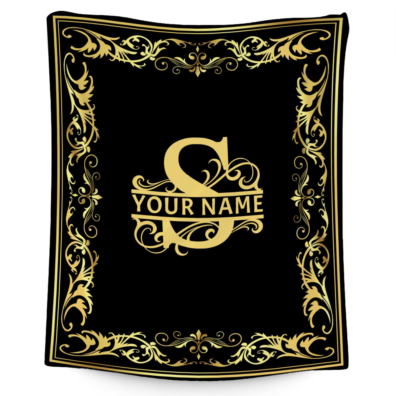 Custom Blanket with Name, Initial Throws Gift for Boys, Soft Anniversary Birthday Gifts for Him, Cozy Flannel Throw Blankets for Couch Sofa, 40x50 Inches