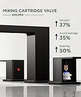 Vista 5 de FORIOUS Grifos de baño negros de 3 agujeros, grifo de lavabo de baño negro mate de 8 pulgadas de ancho, 2 manijas para fregadero de baño con drenaje