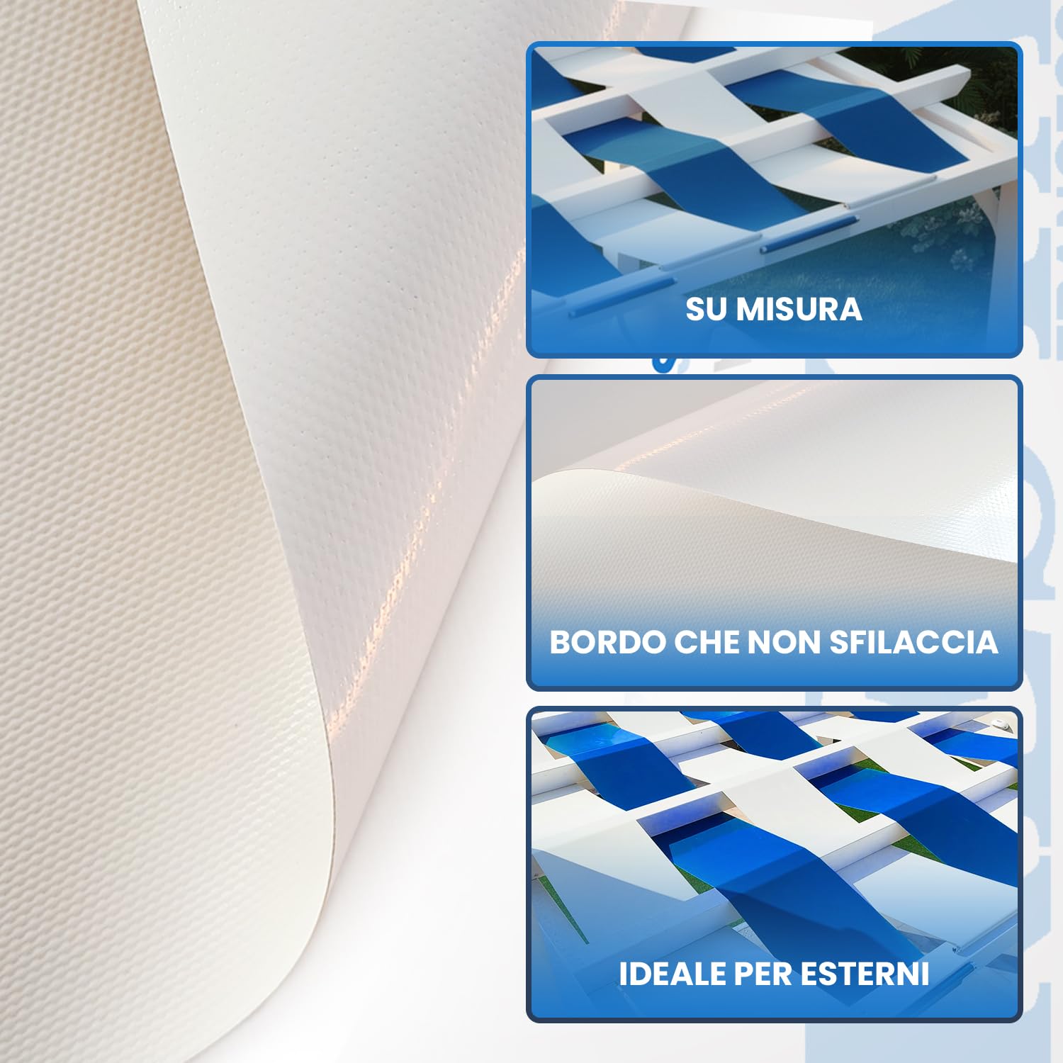 Telo Pergola a Onda in PVC su Misura - Copertura per Gazebo Pergola e Pergolato da Giardino - Telo Ombreggiante Esterno Impermeabile in PVC 650 gr Resistente -40°C +70°C