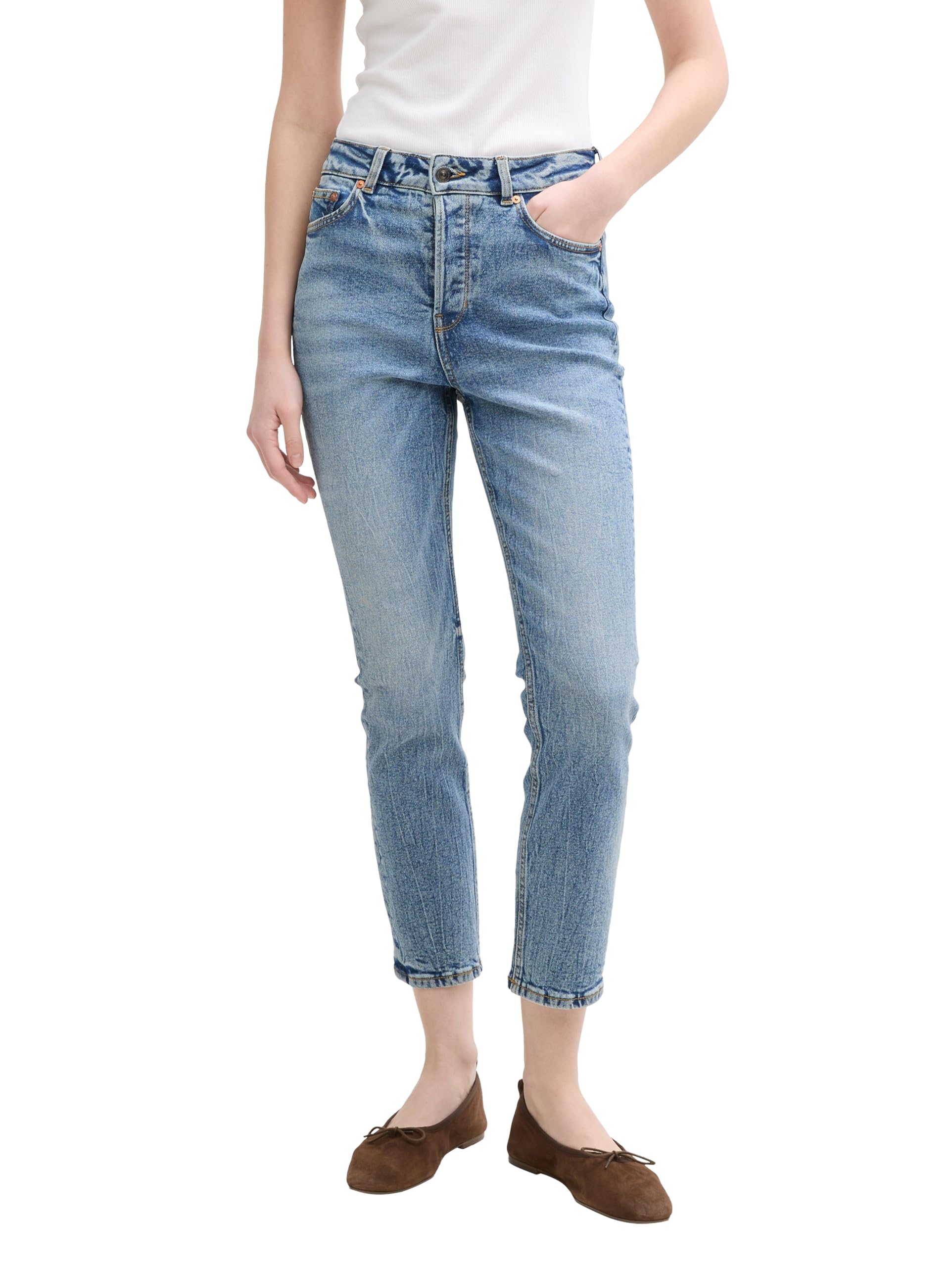 Tom Tailor Denim Damen High Waist Lotte Slim Straight Jeans