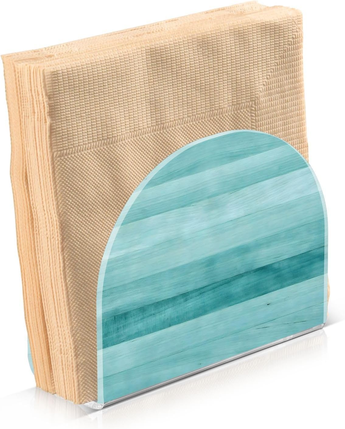Napkin Holders,Standing Napkin Holder Teal Turquoise Green Wood for Kitchen Counter, Dining Table, Bathroom and More