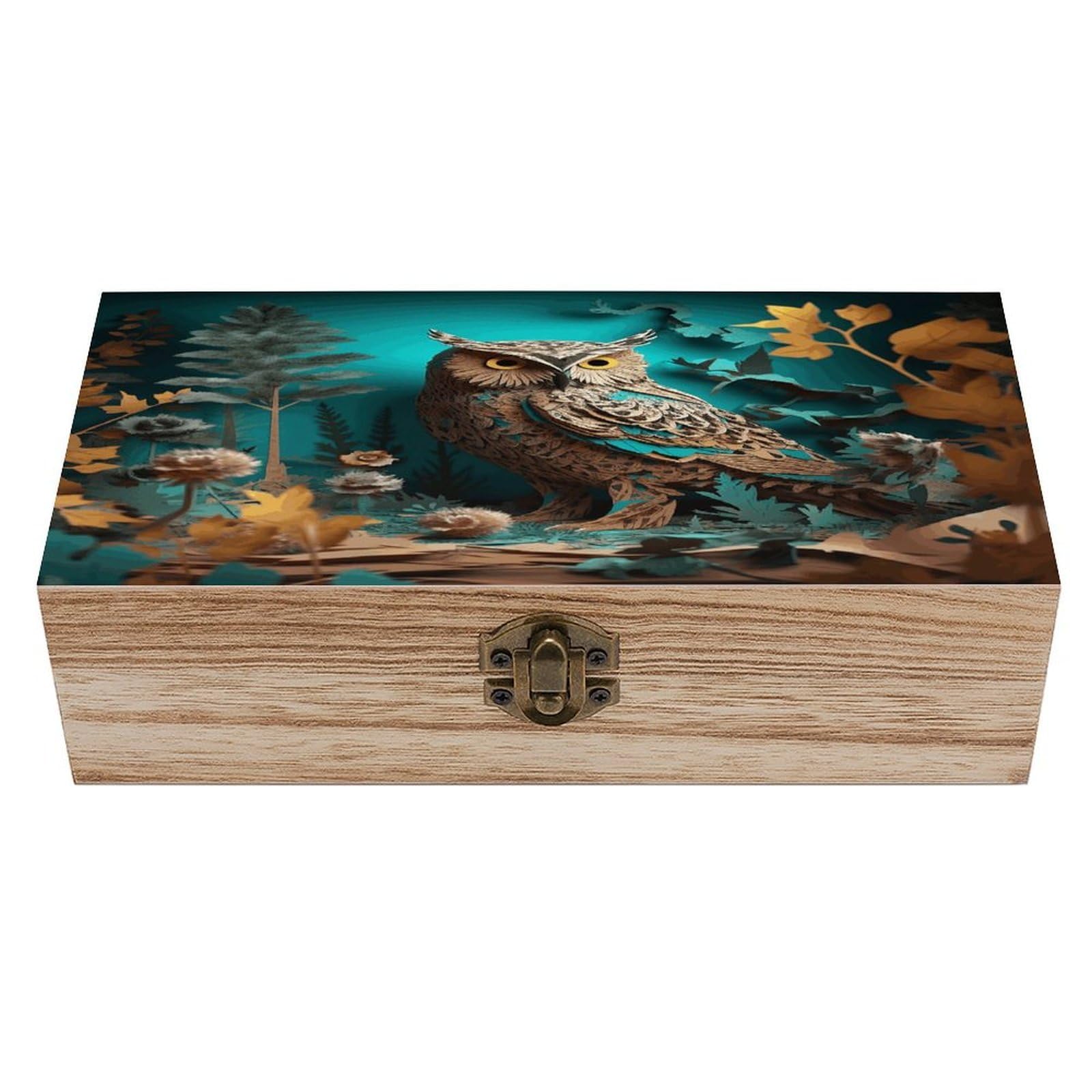 VstaDank Owl Wooden Storage Box with Hinged Lid Natural Wooden Box Beautifully Keepsake Boxes Vintage Wood Boxes Jewelry Organizer Trinket Storage Chest Unique Gift